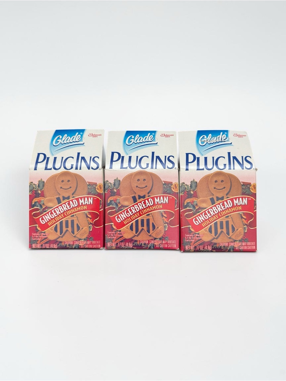 Vintage Glade Gingerbread Man Holiday Cinnamon Plug-Ins Warmer & Cartridge x3